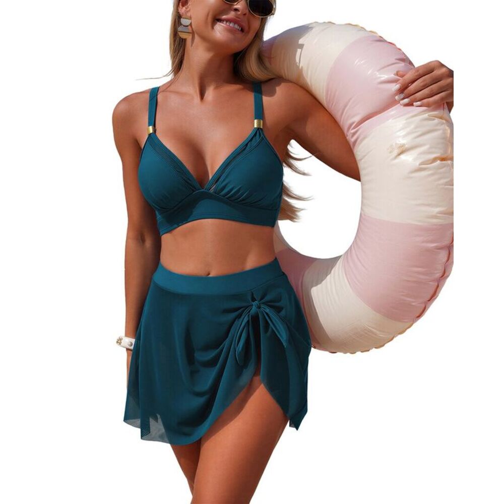 Amanda Royal Womens  2Pc Bra & Swim Skirt Set
